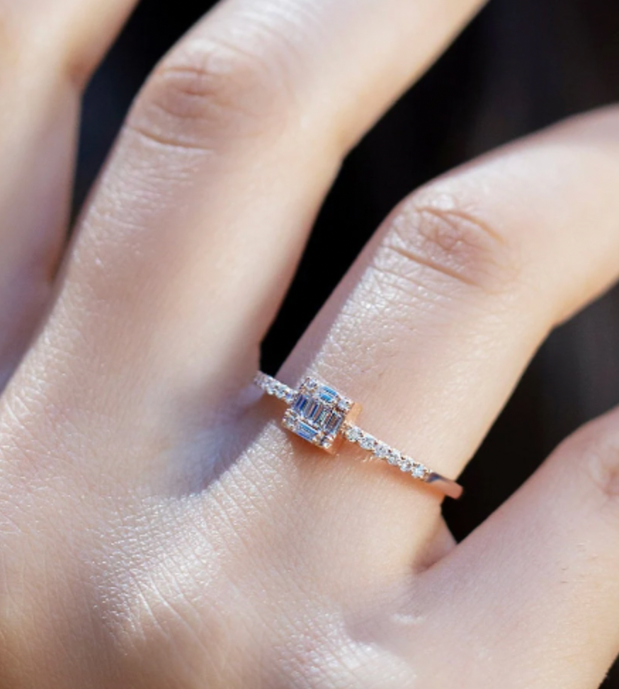 Square Baguette Diamond Ring
