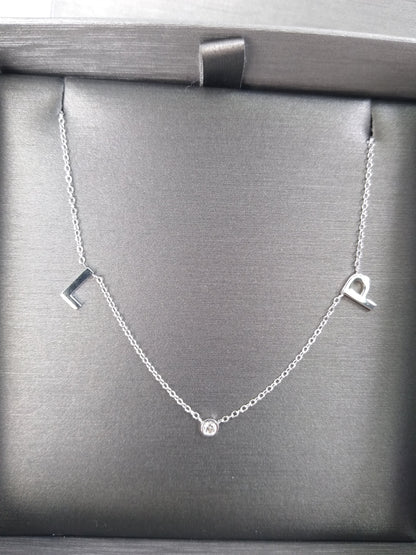 Bezel Diamond Initial Necklace