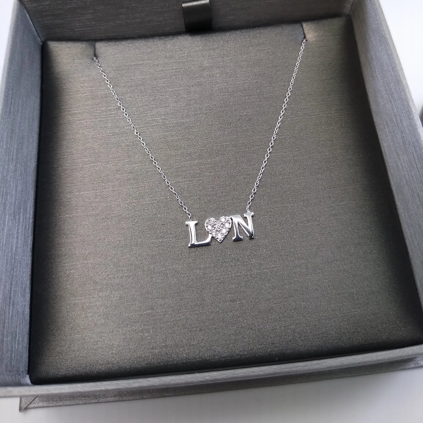 Diamond Double Letter Heart Necklace