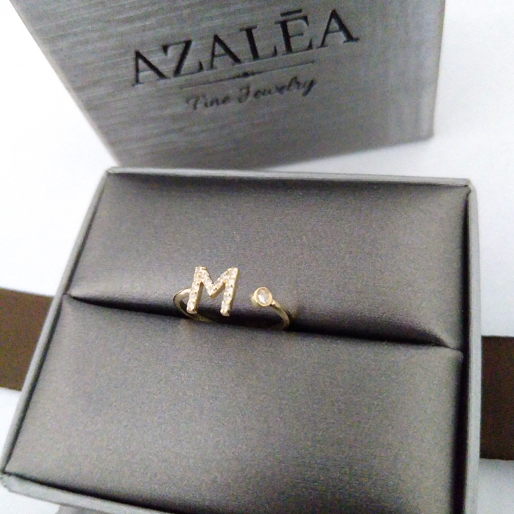 Gold Diamond Initial Ring
