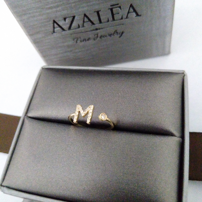 Gold Diamond Initial Ring