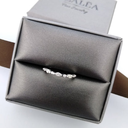 Gold Marquise and Round Diamond Wedding Ring