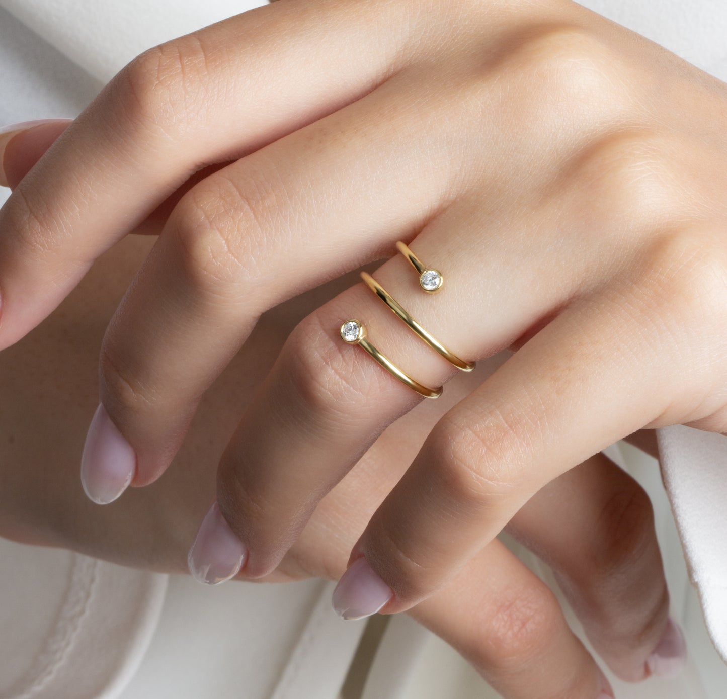 Gold Spiral Bezel Diamond Cuff Ring