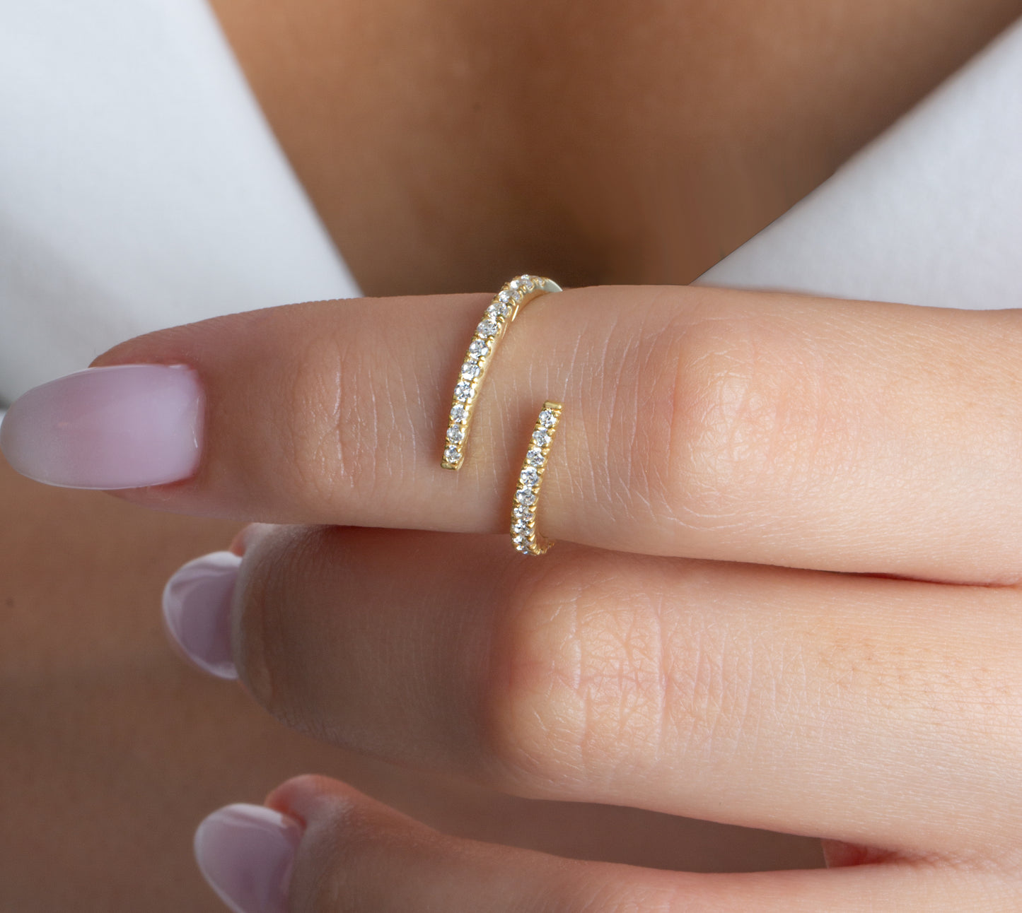 Spiral Diamond Cuff Ring