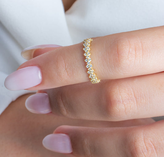 Gold Round Diamond Eternity Wedding Band