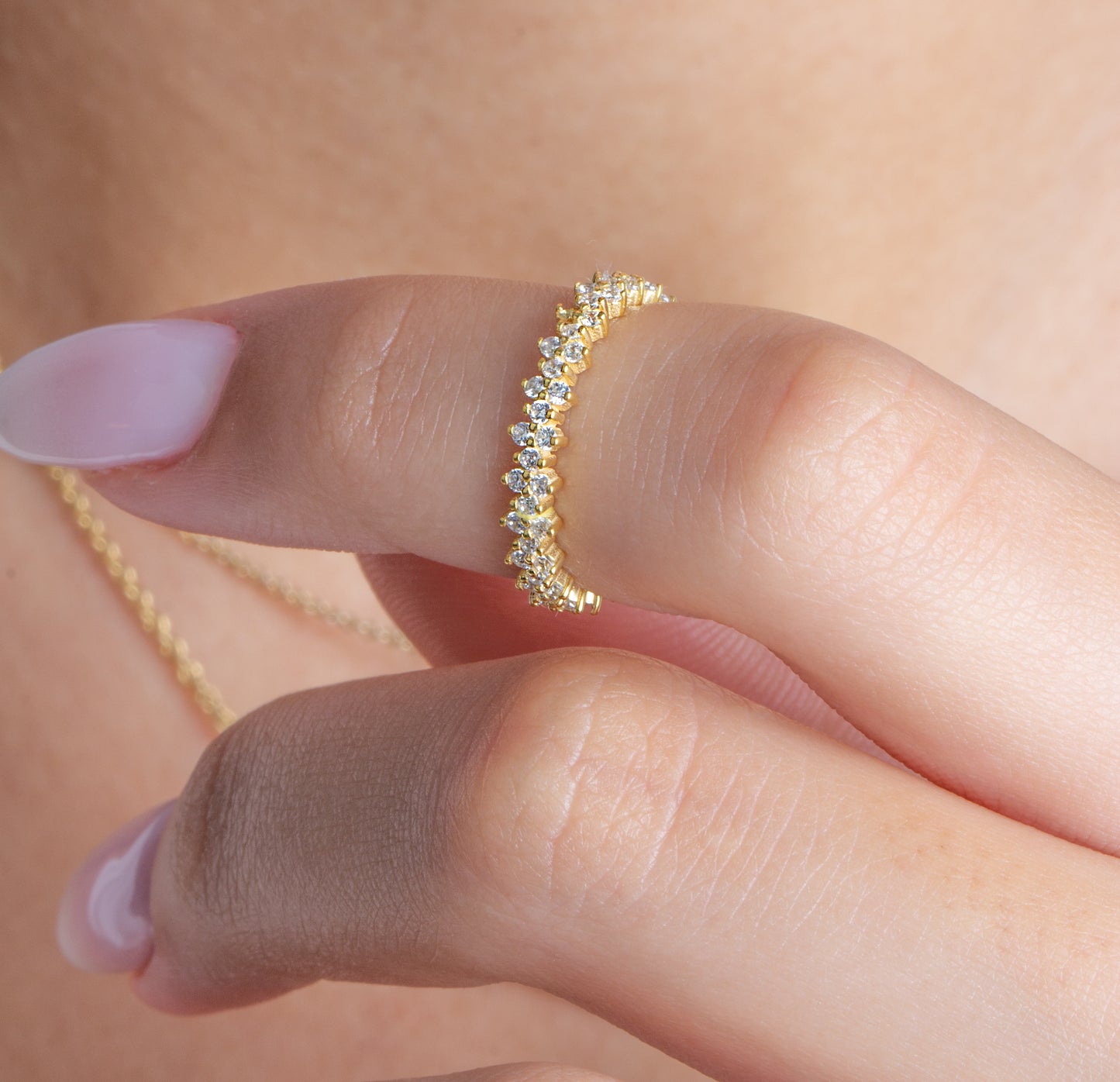 Gold Round Diamond Eternity Wedding Band