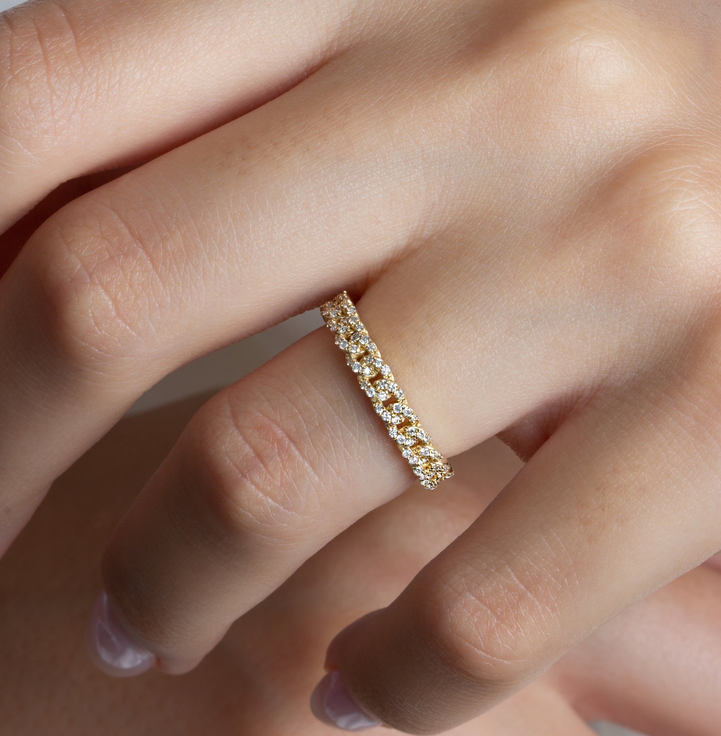 Gold Diamond Link Wedding Band
