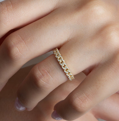 Gold Diamond Link Wedding Band