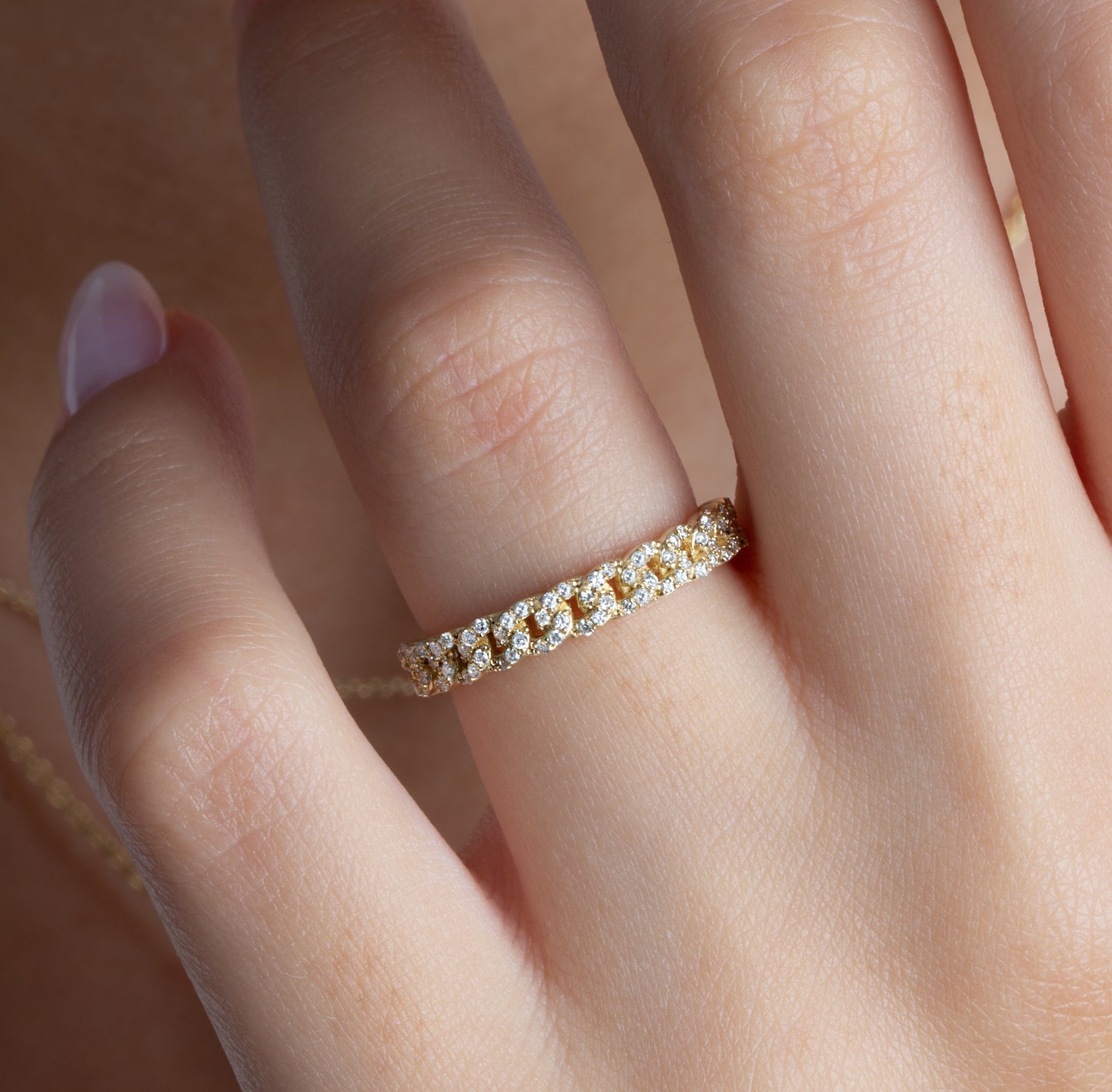 Gold Diamond Link Wedding Band
