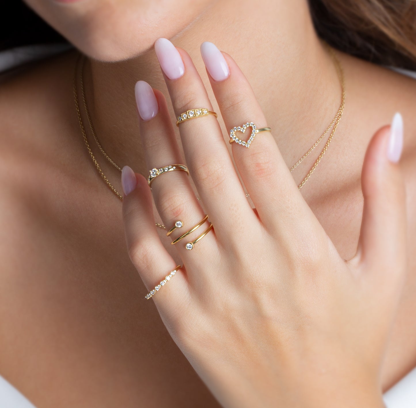 Gold Spiral Bezel Diamond Cuff Ring