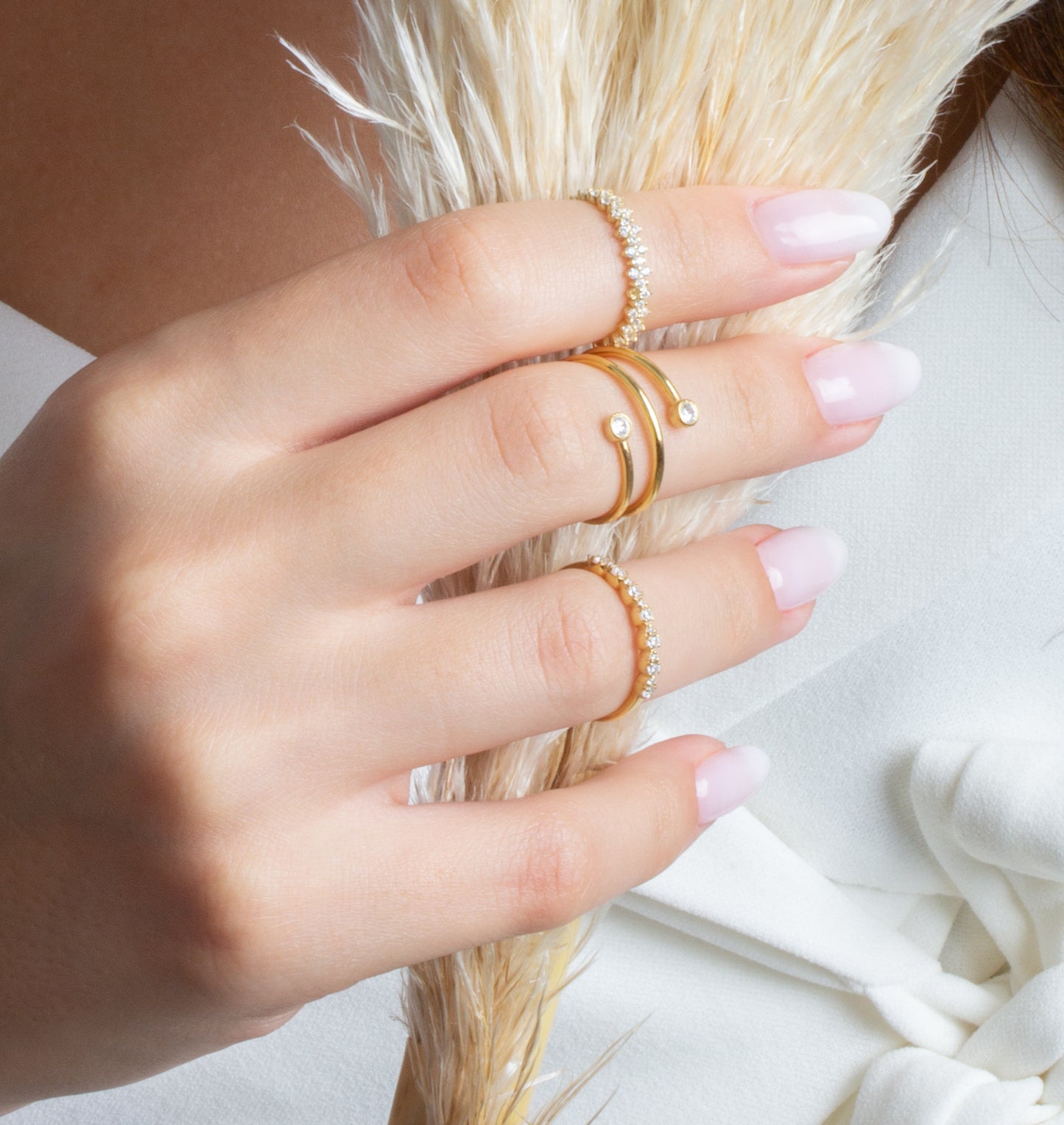 Gold Spiral Bezel Diamond Cuff Ring