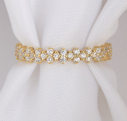 Gold Round Diamond Eternity Wedding Band