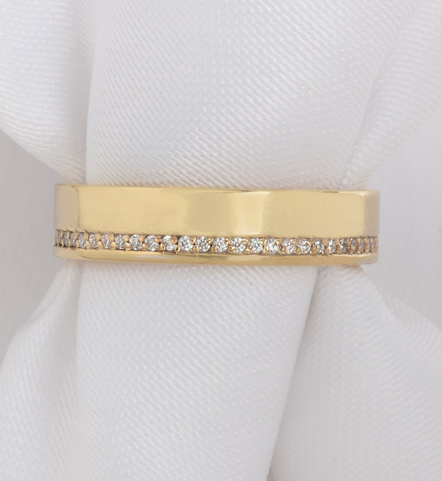 Thick Channel Set Diamond Wedding Ring