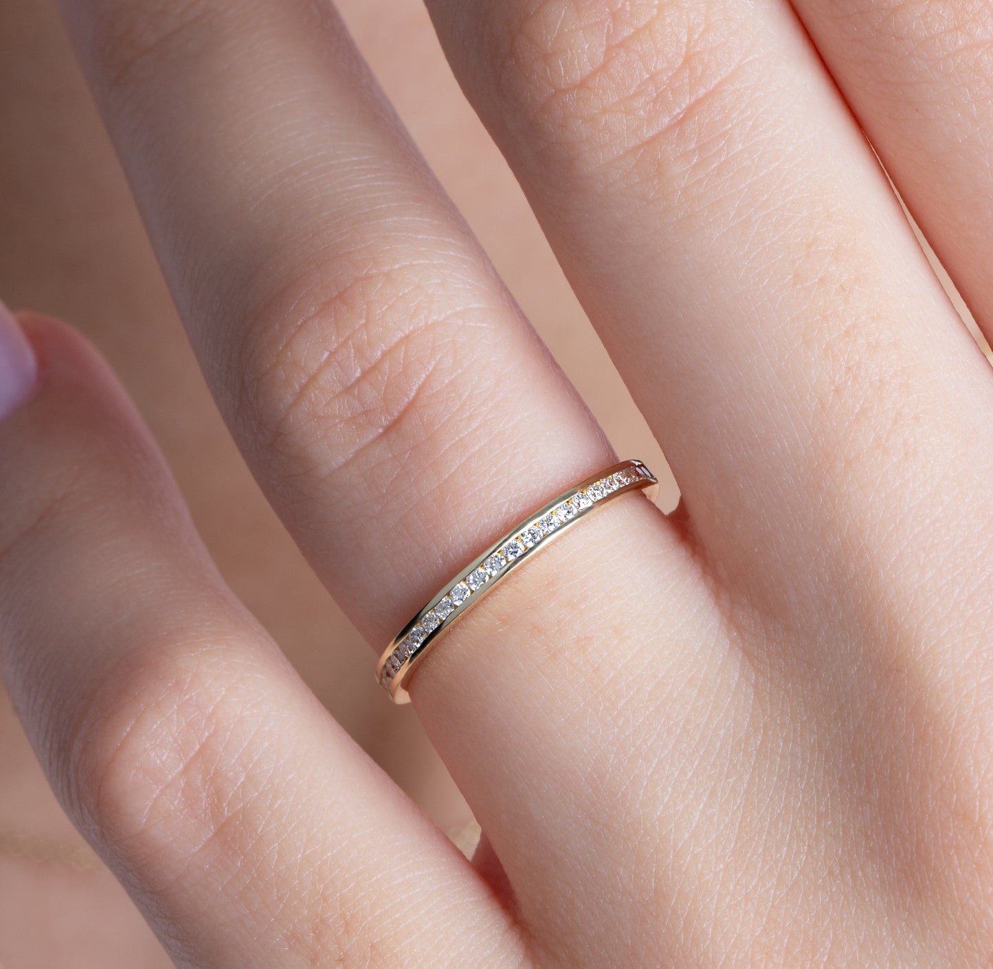 Half Eternity Channel Set Diamond Wedding Band