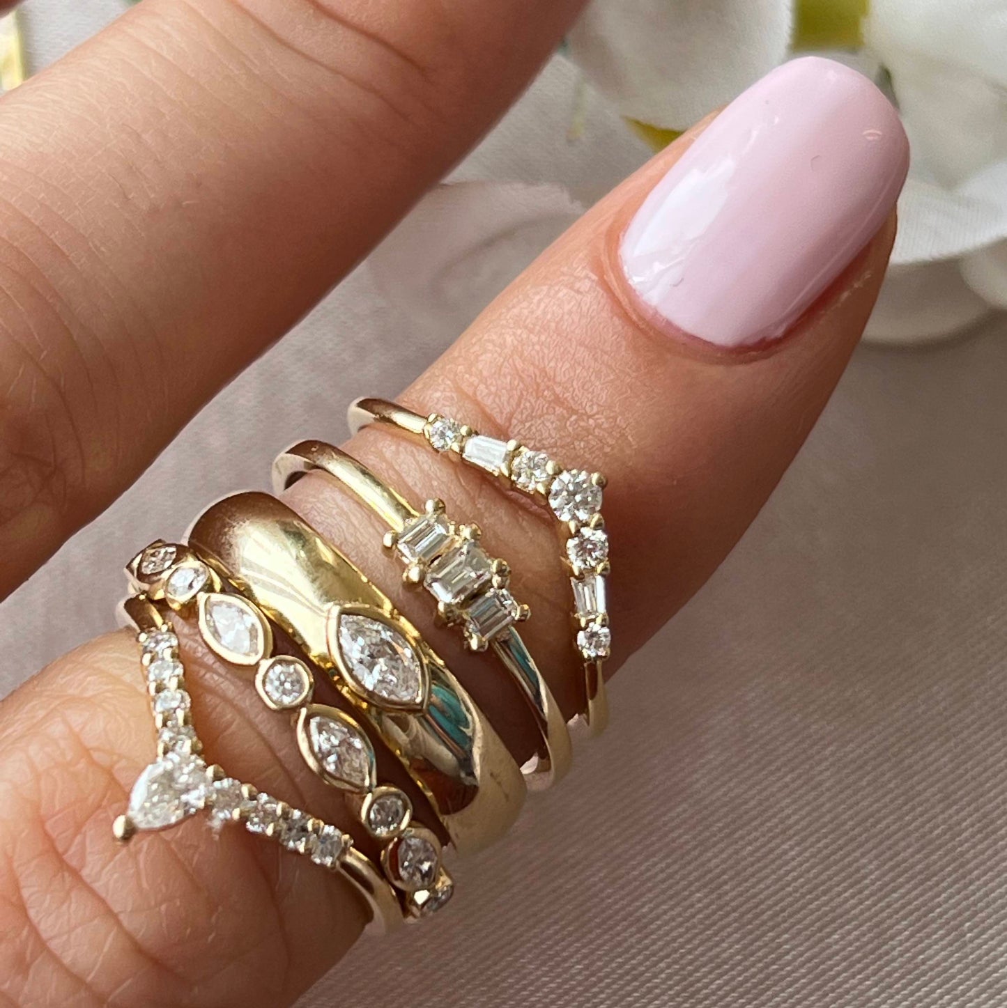 Pear Diamond Chevron Ring