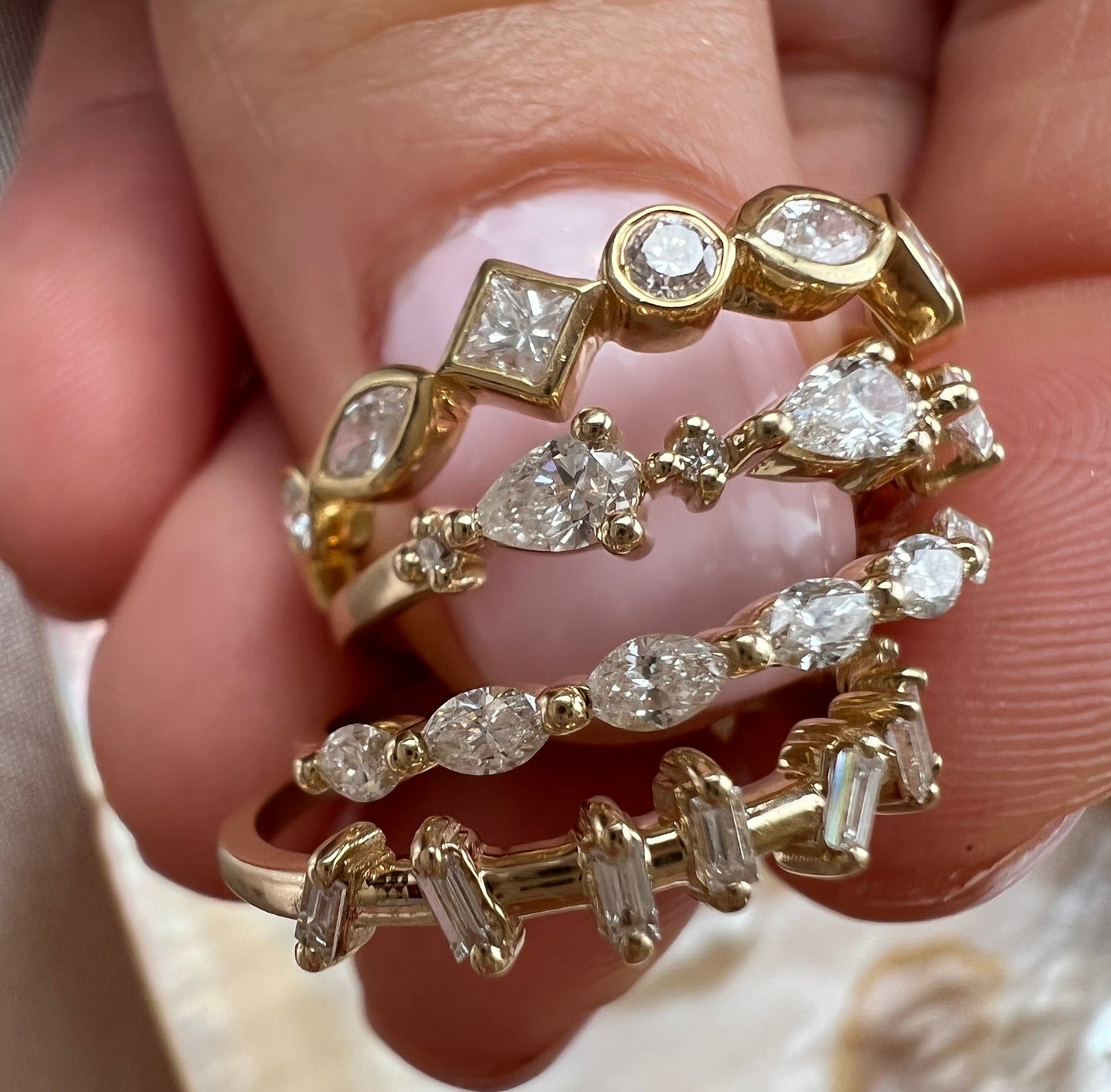 Pear and Round Diamond Wedding Ring