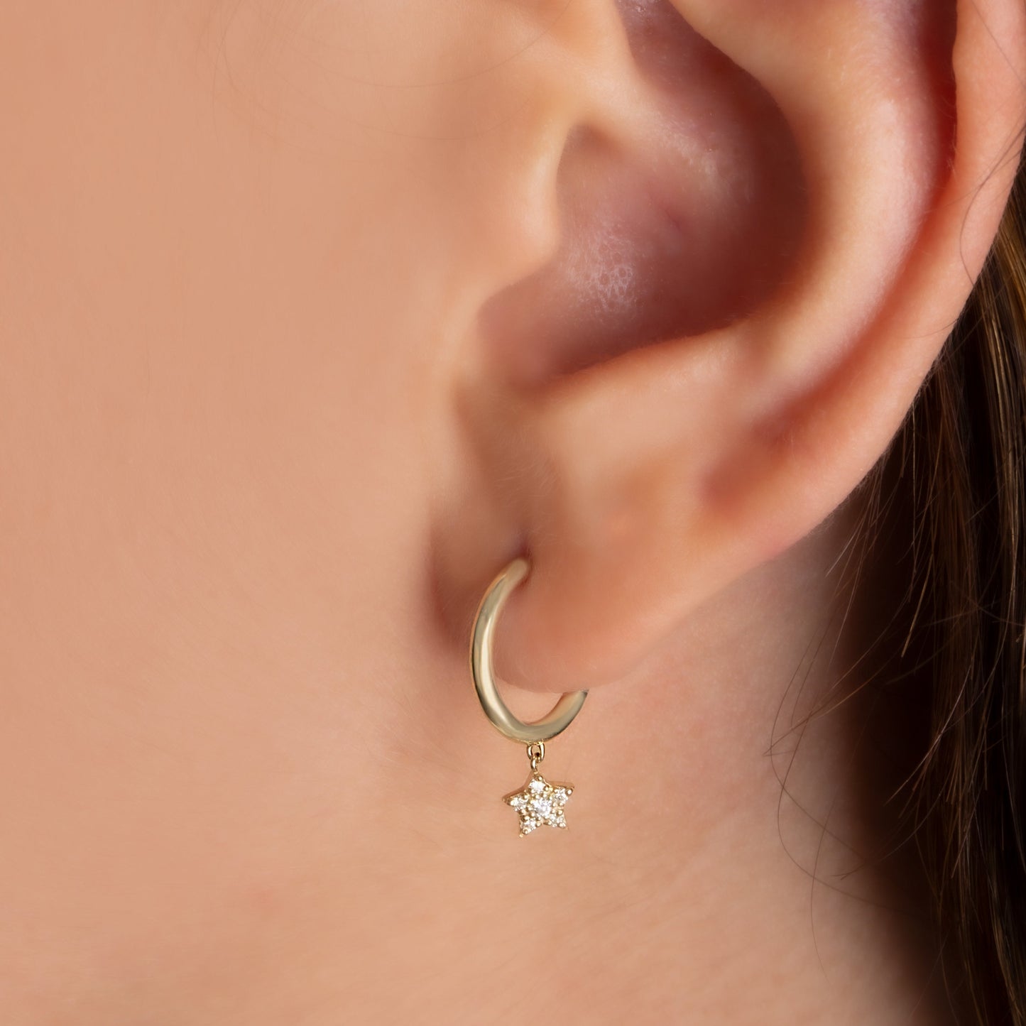 Star Diamond Dangle Hoop Earrings