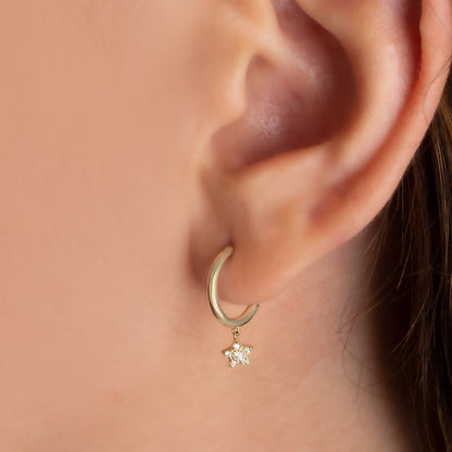 Star Diamond Dangle Hoop Earrings