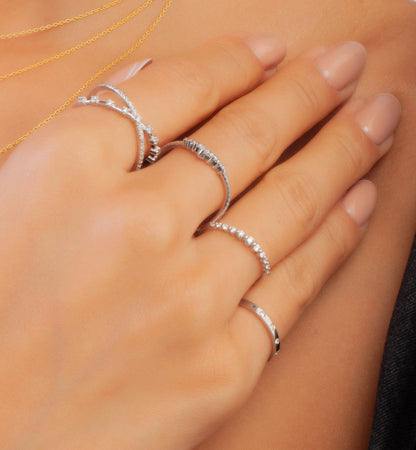 Prong Diamond Criss cross Wedding Band