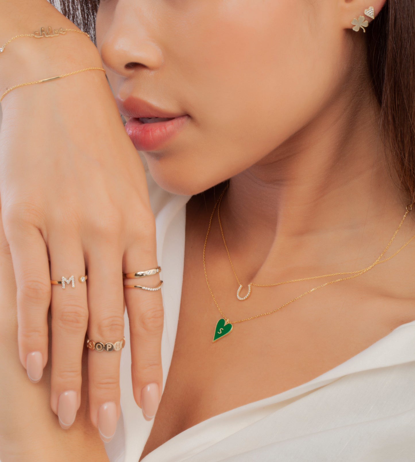 Gold Diamond Initial Ring