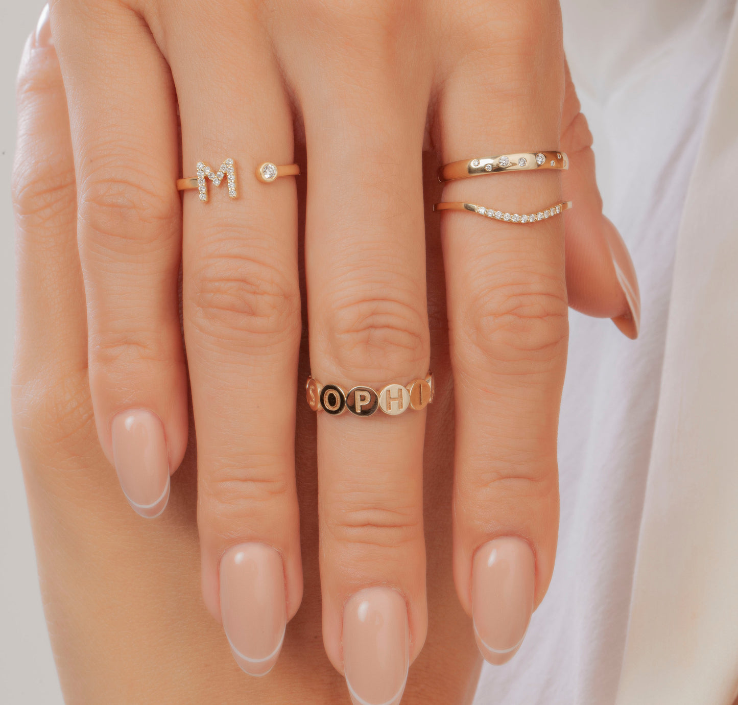 Gold Diamond Initial Ring