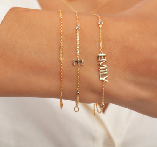 Name Block Lettering Bracelet