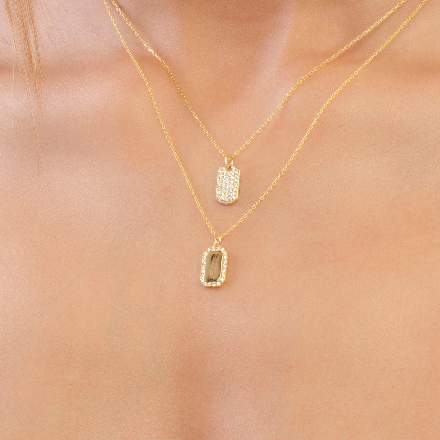 Diamond Dog Tag Necklace