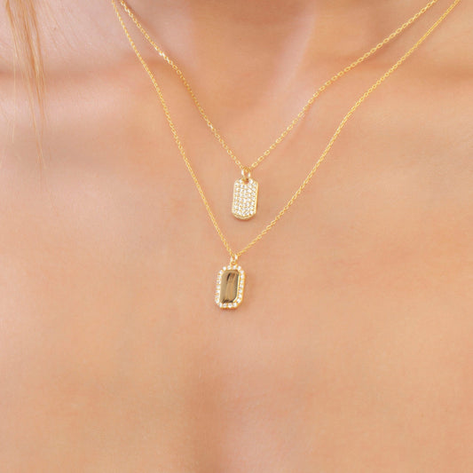 Diamond Dog Tag Necklace