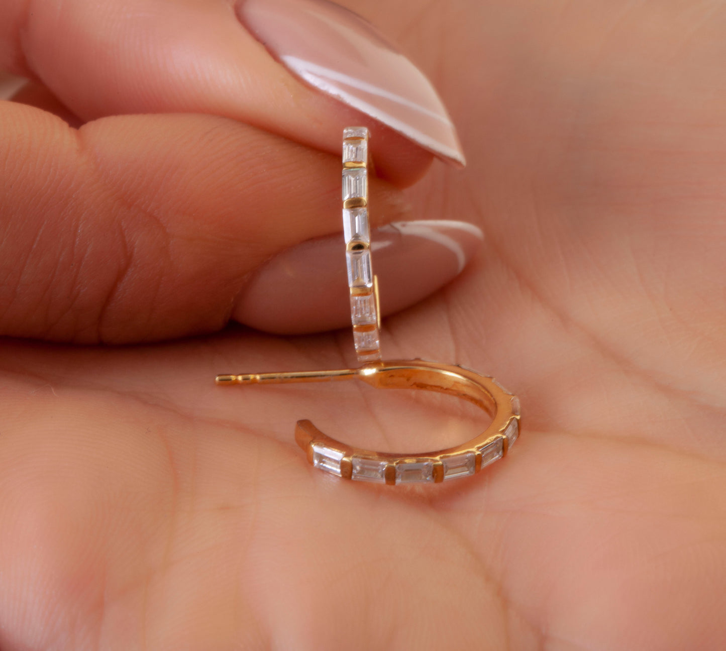 Baguette Diamond Hoops
