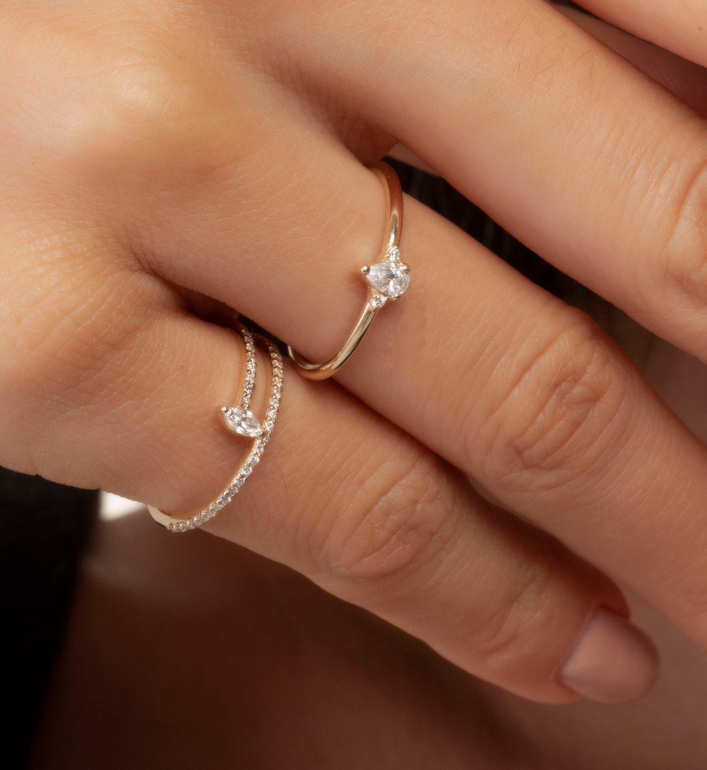 Spiral Marquise Diamond Ring