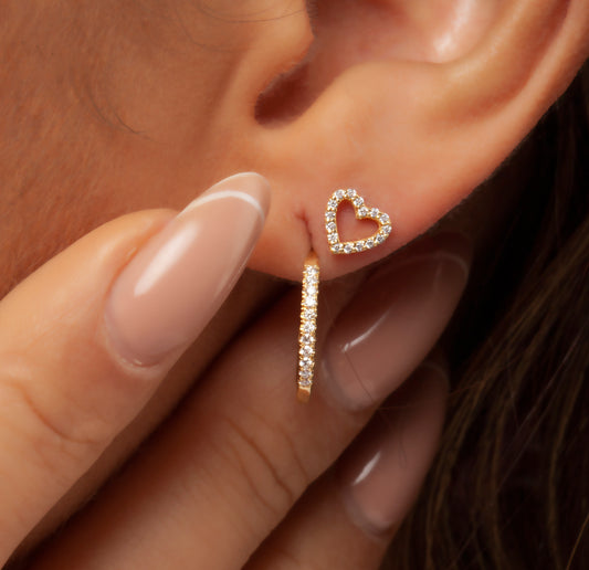 Dainty Diamond Open Heart Studs