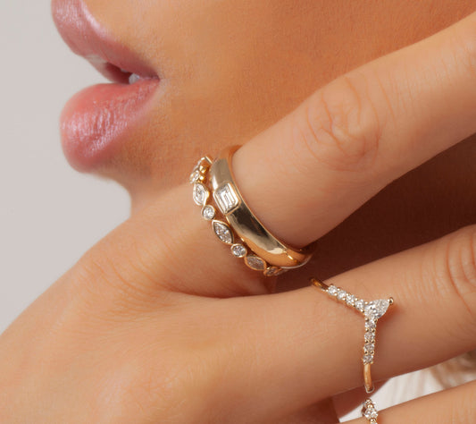 Marquise and Round Diamond Bezel Set Eternity Wedding Ring