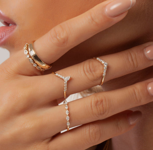 Pear Diamond Chevron Ring