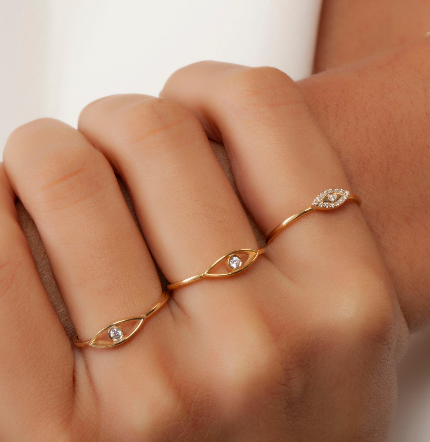 Gold Diamond Evil Eye Ring