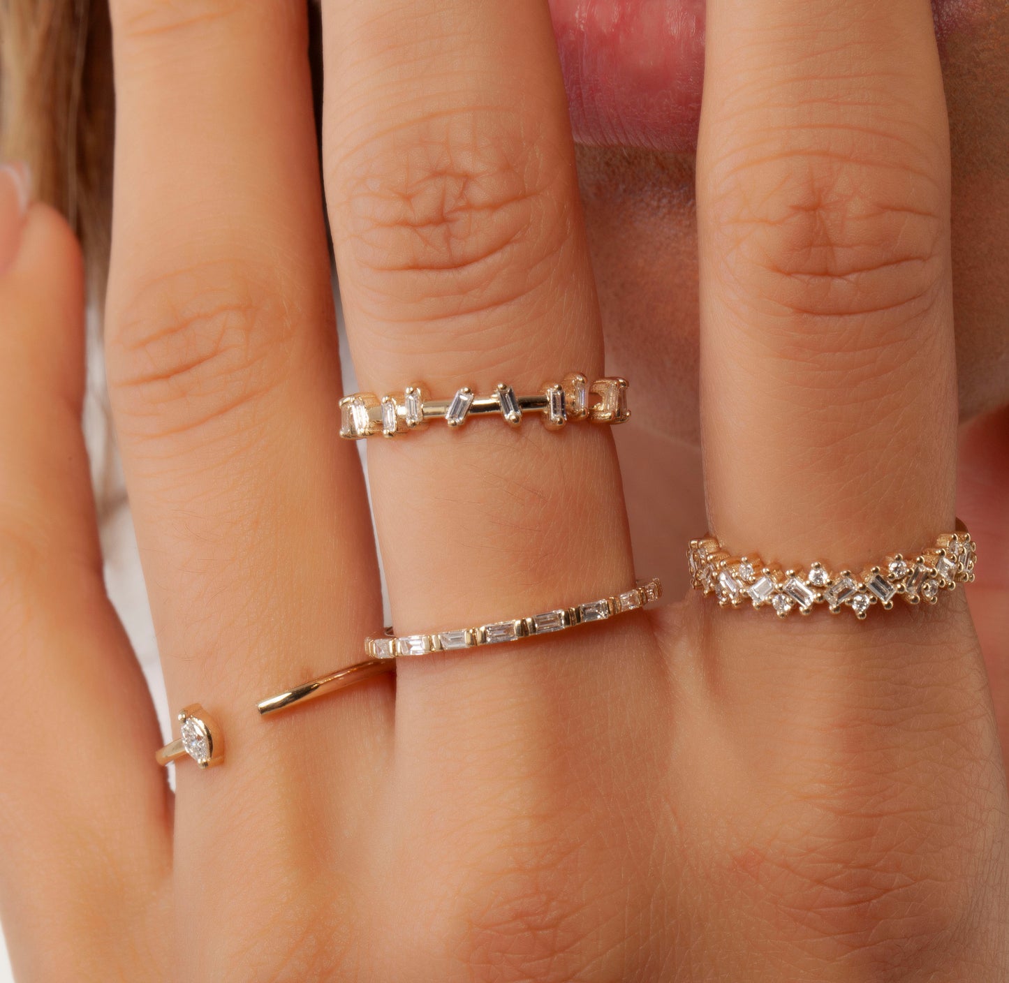 Gold Baguette Diamond Stacking Band