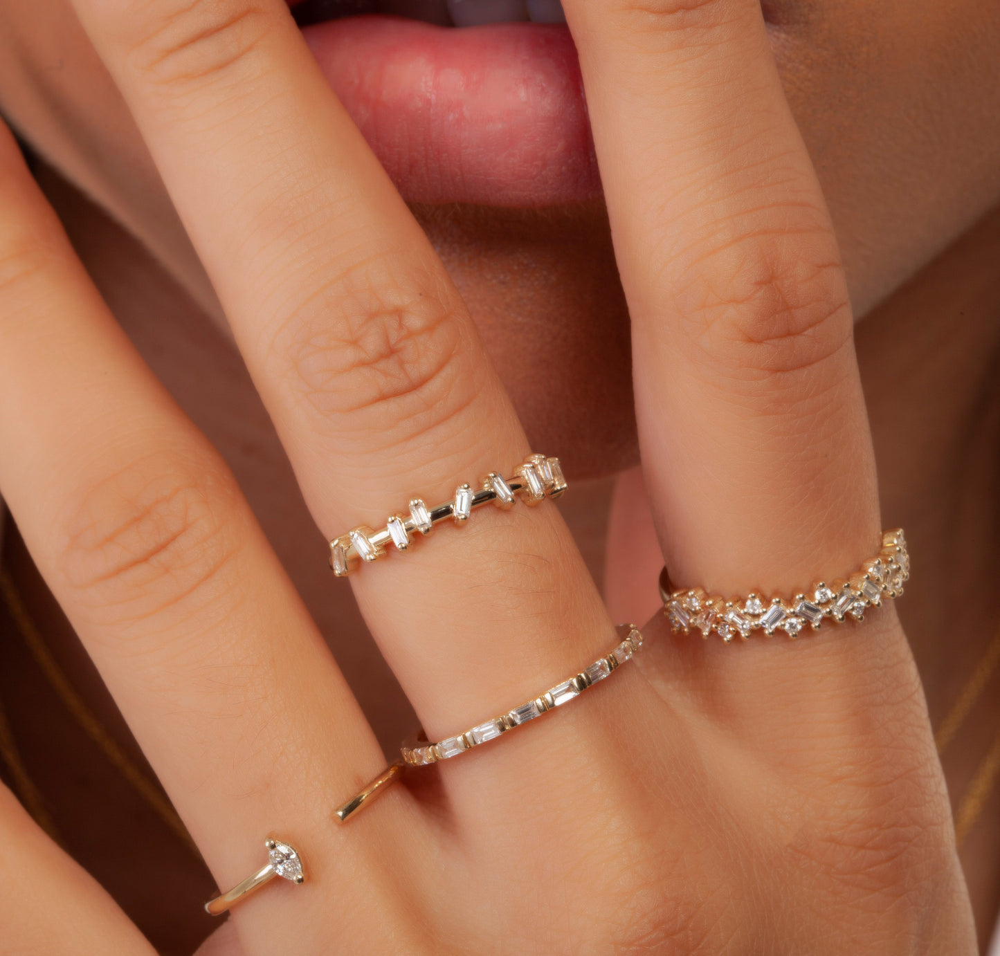 Gold Baguette Diamond Stacking Band