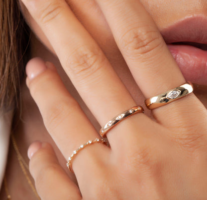 Engraved Star Diamond Stacking Ring