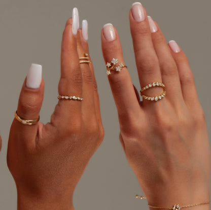 Double Ring Diamond Stacking Ring Band