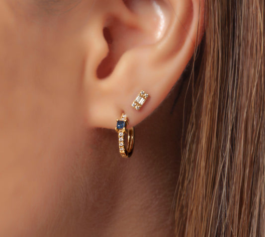 Diamond and Sapphire Hoop Earrings