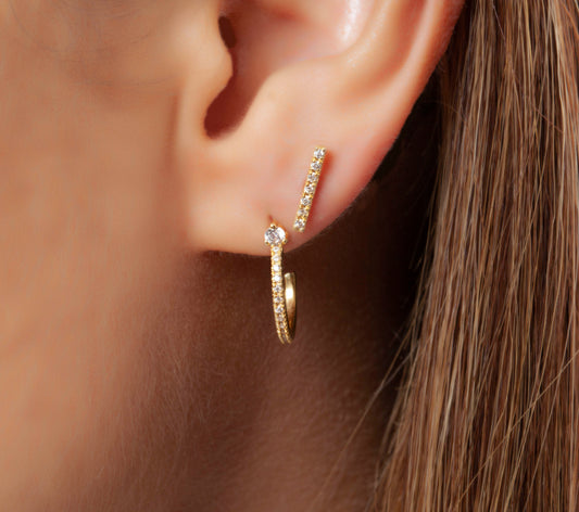 Dainty Minimalist Diamond Bar Studs