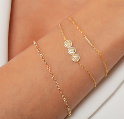 Pave Disc Diamond Name Bracelet