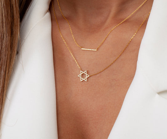 Diamond Star Of David Necklace