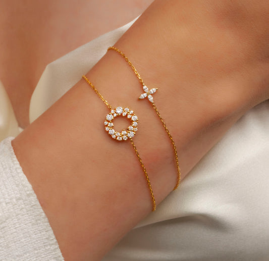 Diamond Cluster Circle Bracelet