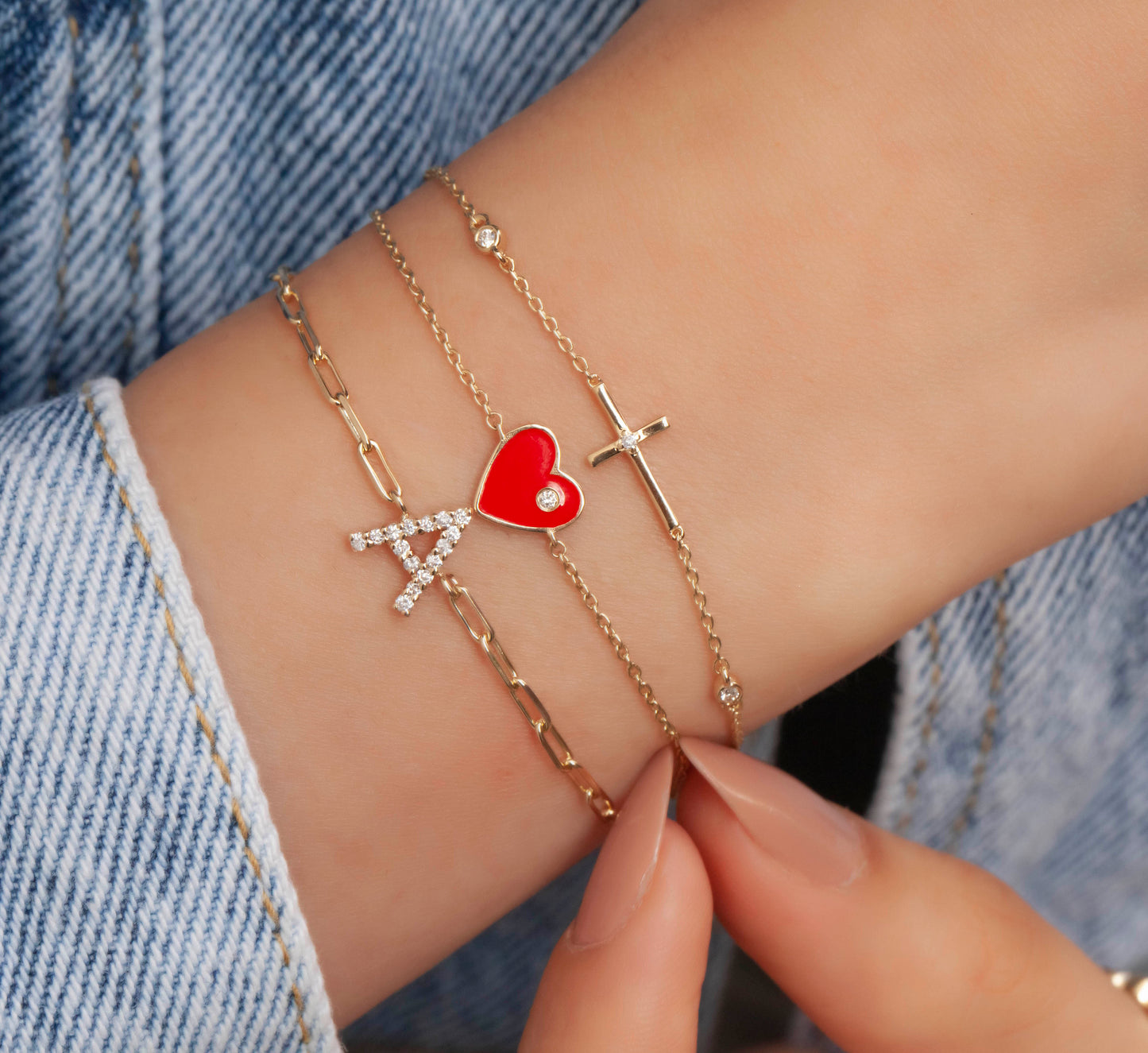 Diamond Enamel Heart Bracelet
