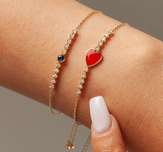 Diamond Heart Bolo Bracelet