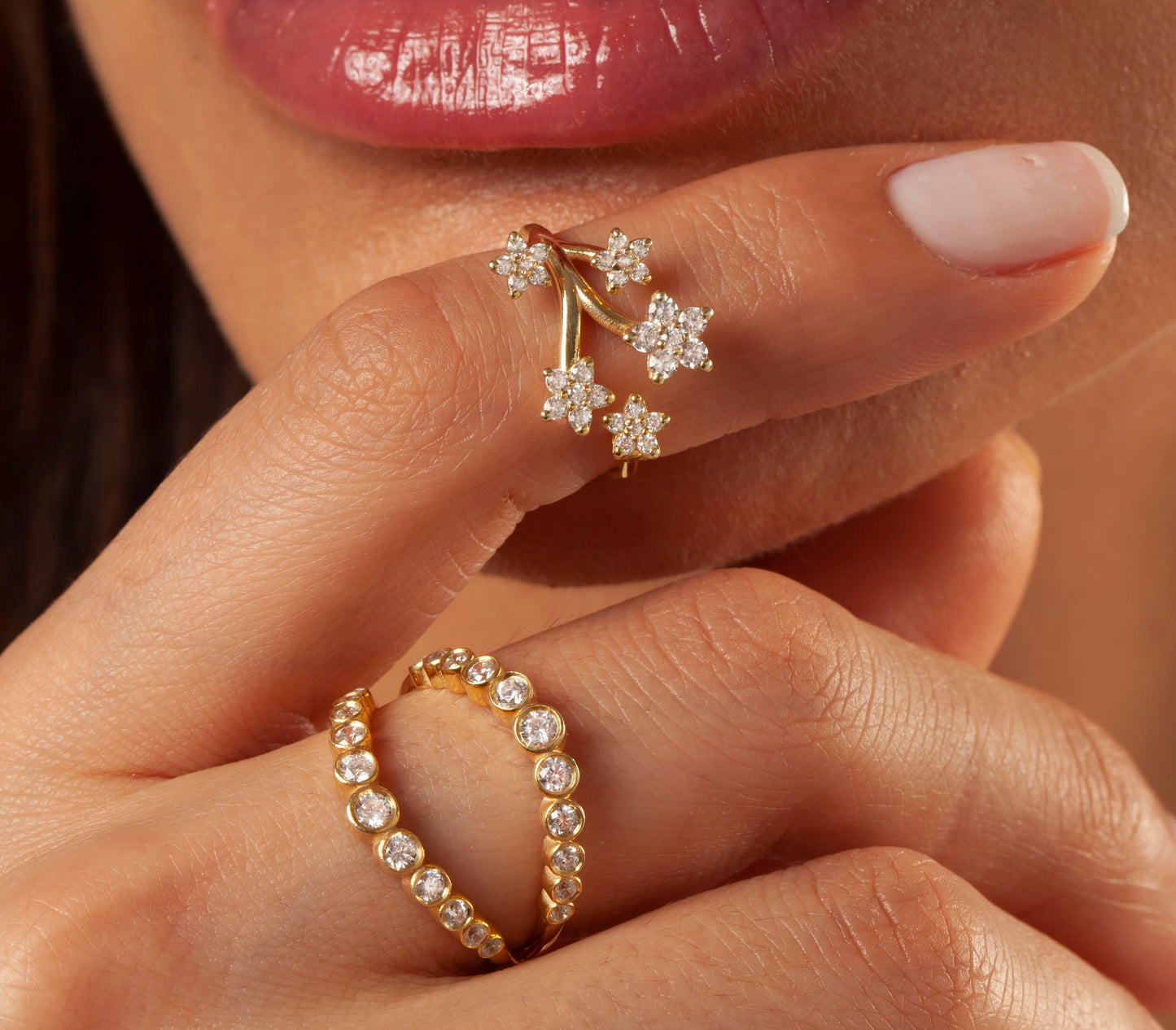 Double Ring Diamond Stacking Ring Band