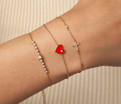Diamond Enamel Heart Bracelet