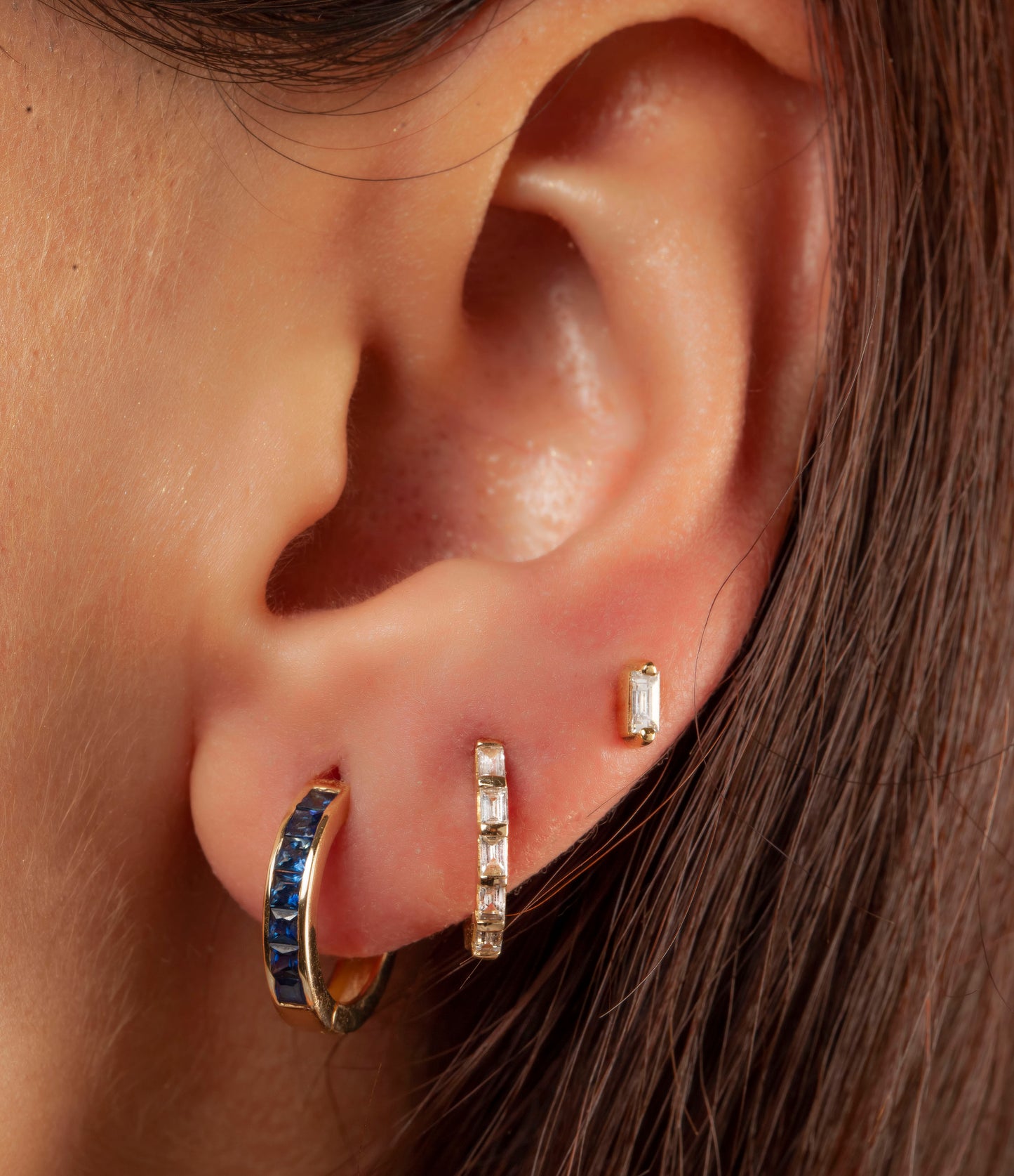 Baguette Diamond Hoops