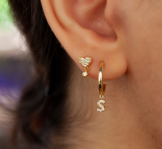 Diamond Dangle Initial Earring