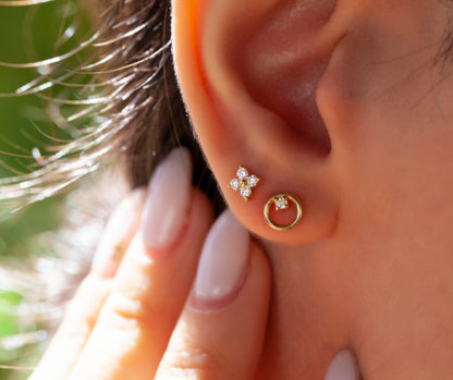 Diamond Flower Studs